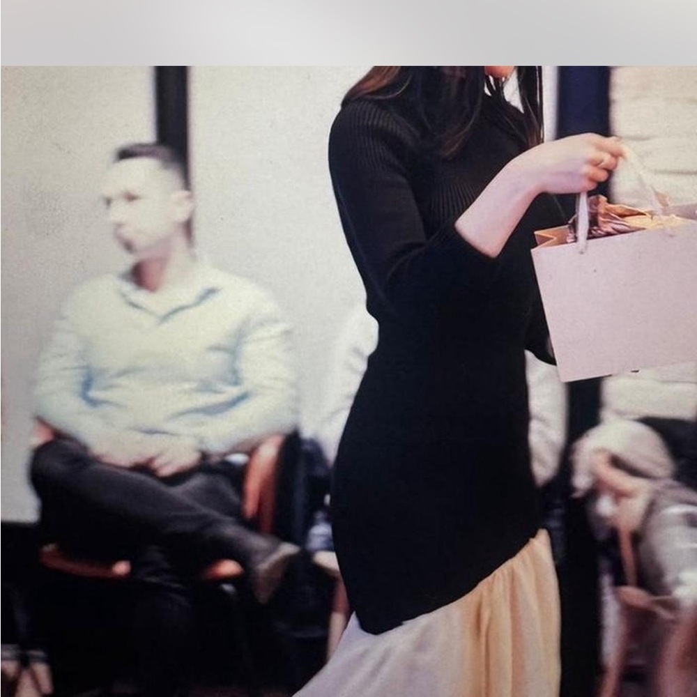 Reserved Black and Cream Midi Dress